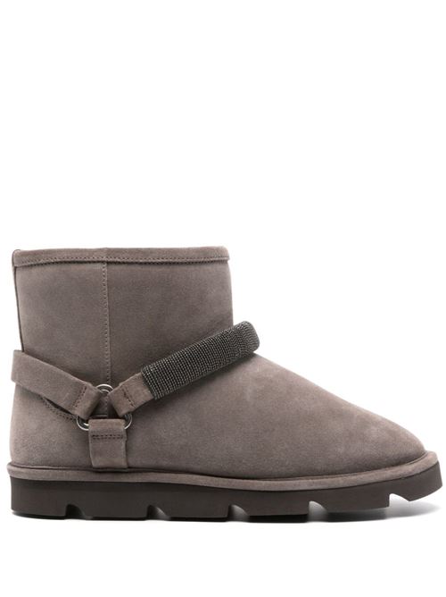 Taupe grey calf suede boot Brunello Cucinelli | MZSFG2834C8212